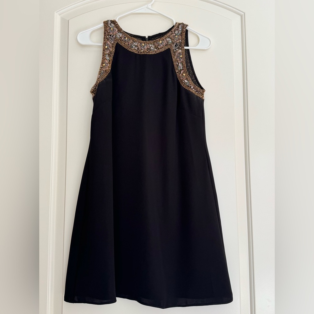 Aidan Mattox Black Embellished Shift Dress